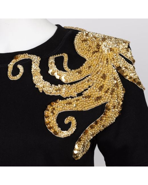 House of Laines London Black Laines Couture Embellished Octopus T-Shirt