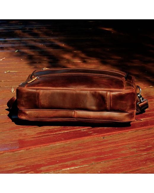 Touri Brown Genuine Leather Briefcase With Multiple Pockets for men