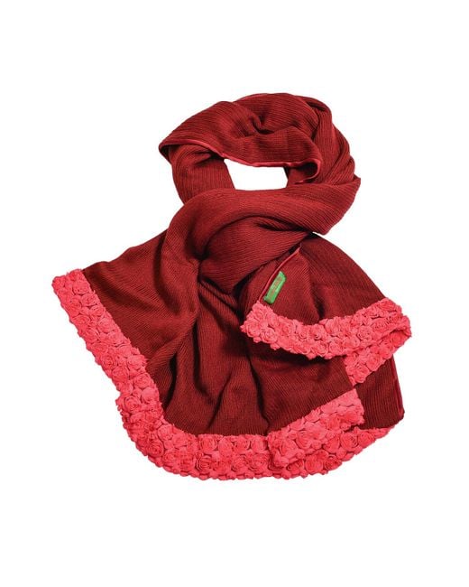 LA FEMME MIMI Red Hand Made Maxi Wool Scarf