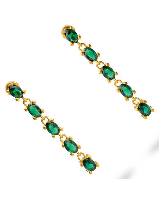 Ebru Jewelry Multicolor Drop Down Emerald Earrings