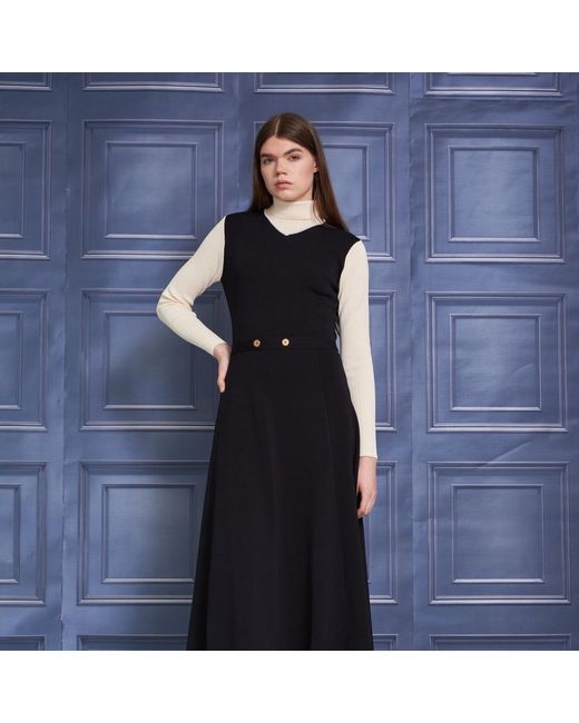 Roch Perel Black Neutrals And Ivory Contrast Knitted Dress