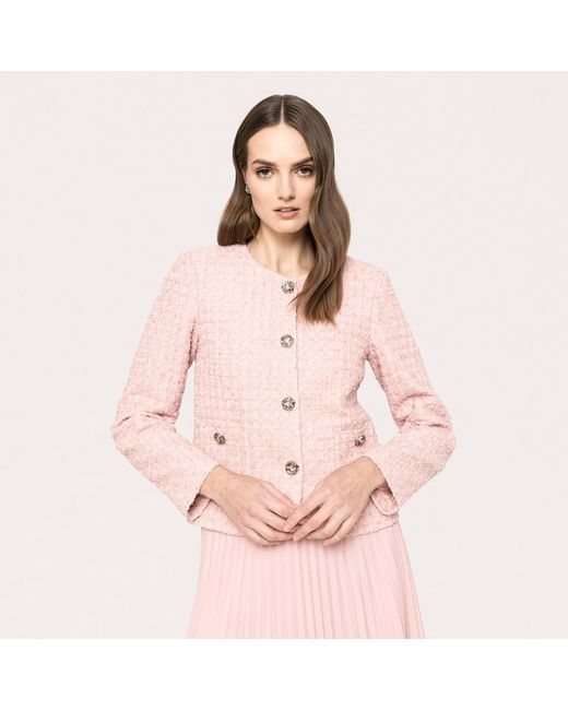 Nissa Pink Bouclé Suit Jacket