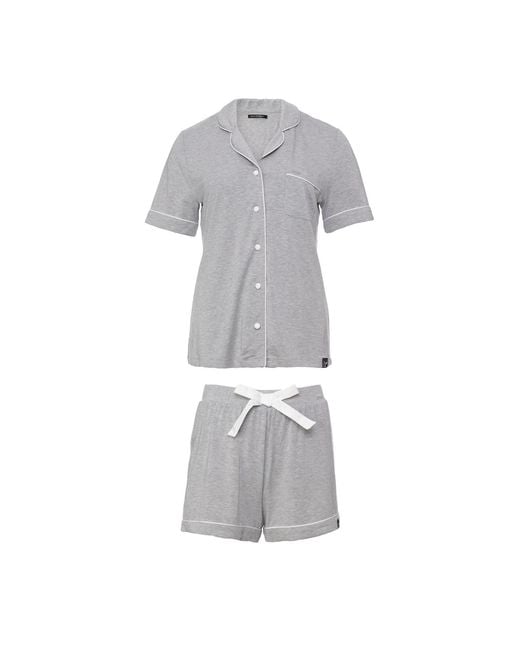 Pretty You London Gray Bamboo Shirt Short Set