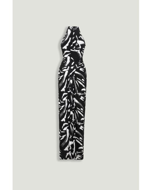 Nocturne Black Printed Halter Maxi Dress