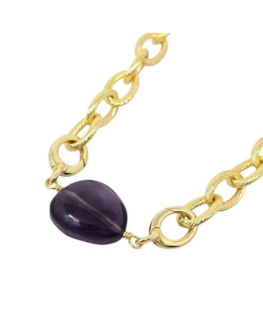Harfi Metallic Amethyst February Birthstone Statement Pendant Necklace