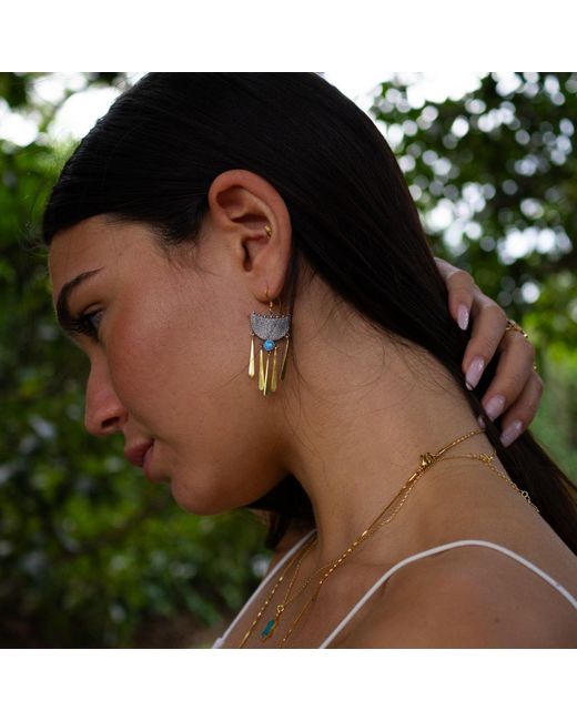 Ebru Jewelry Metallic Gypsy Spirit Two Tone Opal Dangle Earrings