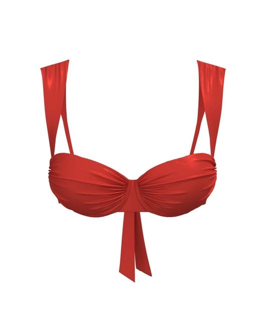 Blackbough Swim Red Claire Ruched Underwire Top Hot Gloss