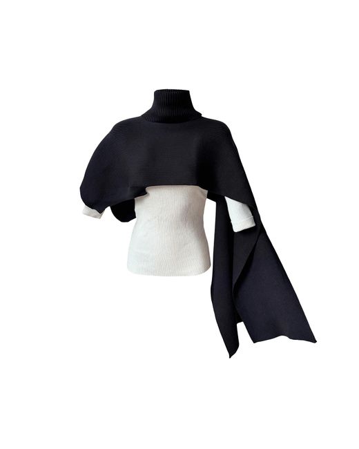 Oto Iro Black Neutrals And Two Piece Knit Shawl And Pullover