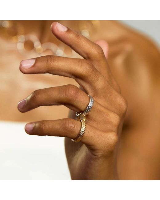 Lucy Quartermaine Metallic Solid Sterling Multi Finish Double Hula Joined Ring