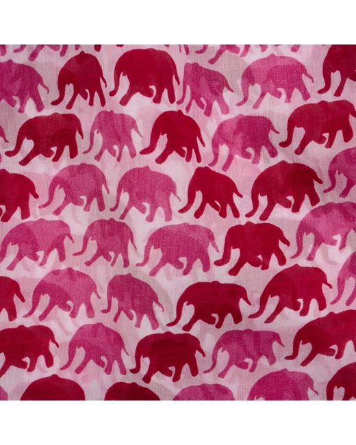 Antra Designs Red Blast Of Pink Elephfun Parade Silk Sarong Scarve