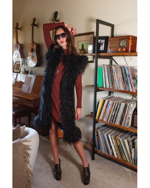 Jennafer Grace Black Zenobia Psyche Faux Fur Trim Vest