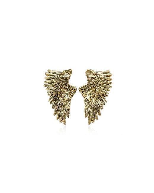 Bayemeyc Metallic Sparnas Feather Earrings