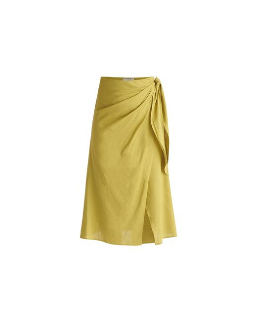 Paisie Yellow Linen Blend Wrap Skirt