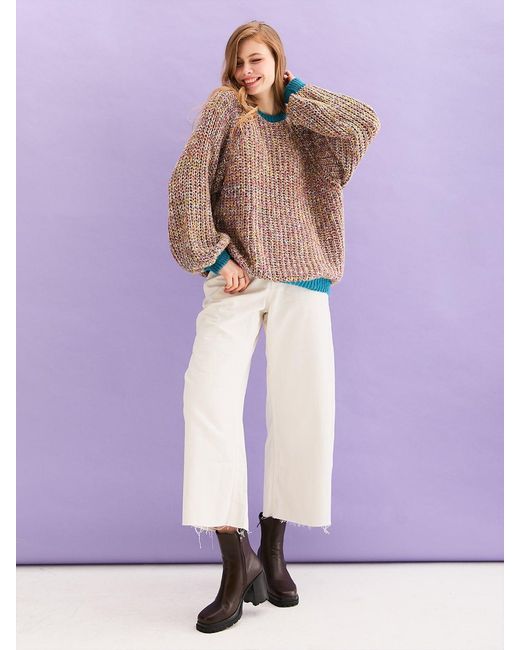 Cara & The Sky Green Debbie Recycled Cotton Blend Oversized Balloon Sleeve Jumper