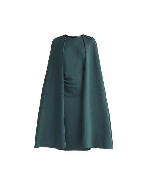 Paisie Green Cape Sleeves Dress With Waist Details
