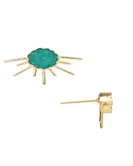 Saachi Blue Sun Stud Druzy Earrings