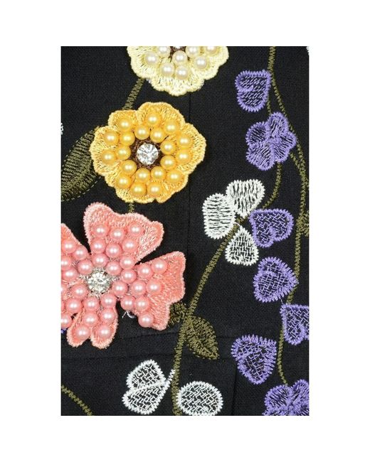 Modenaire Blue Asymmetric Floral Appliqué Blazer