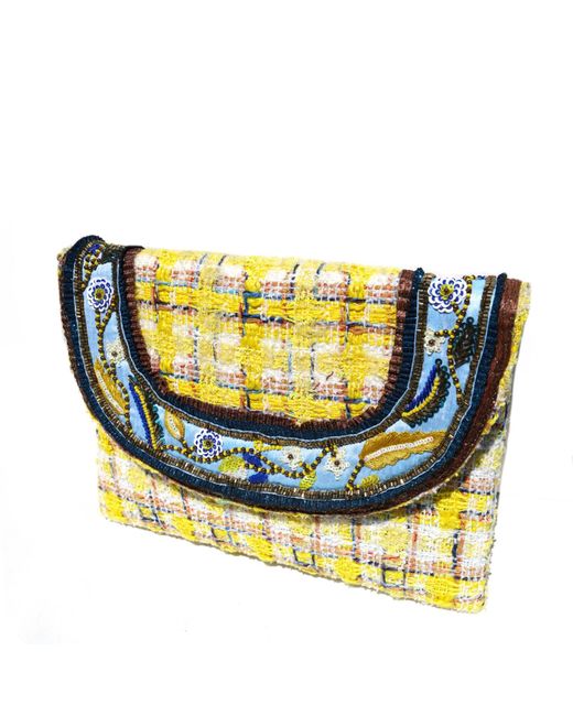 Simitri Yellow Canary Tweed Envelope