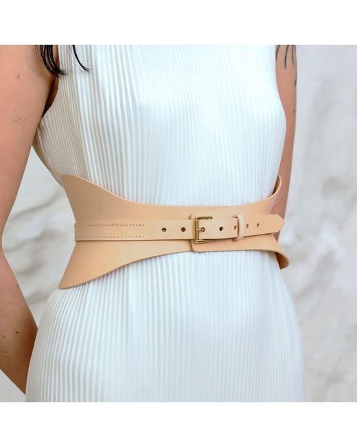 Haute Cuir Natural Neutrals Nude Crescent Leather Corset Belt