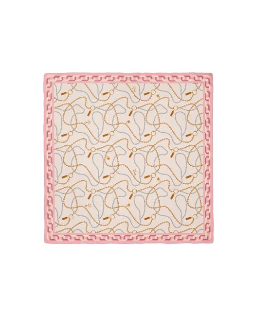 Le Parmentier Pink Heritage Chain And Pearls Silk Square Scarf