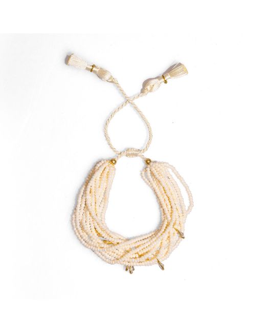 Ebru Jewelry Metallic Purity Pearl & Diamond Multi Strand Adjustable Bracelet