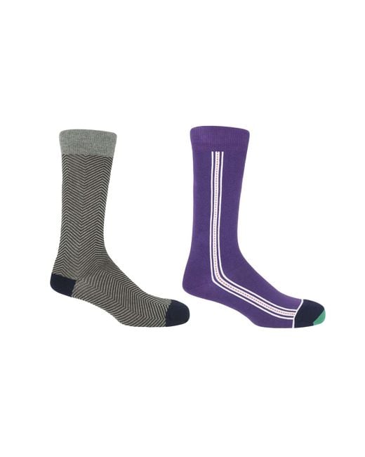 Peper Harow - Made in England Purple Lux Taylor & Andover Socks Two Pack for men