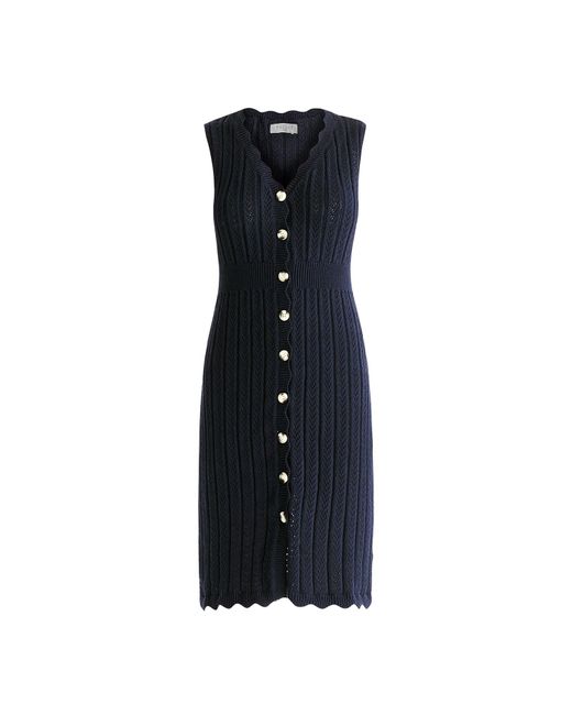 Paisie Blue Pointelle Knitted Dress In Navy