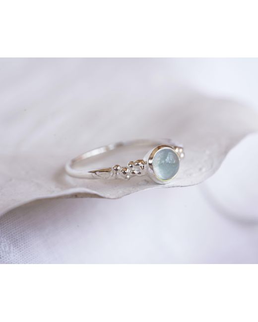 Isla Silver White Sterling Aquamarine Ring