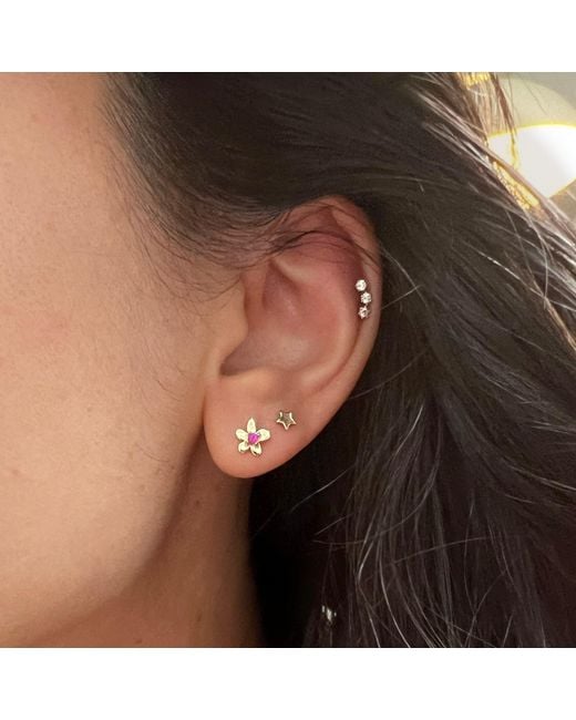 KAMARIA Metallic Mini Flower Opal Stud Earrings