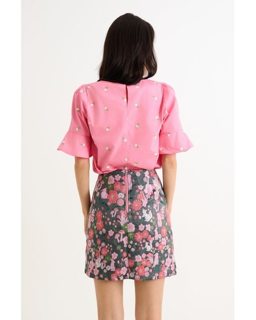 Louche Red Aubin Fairytale Jacquard Mini Skirt