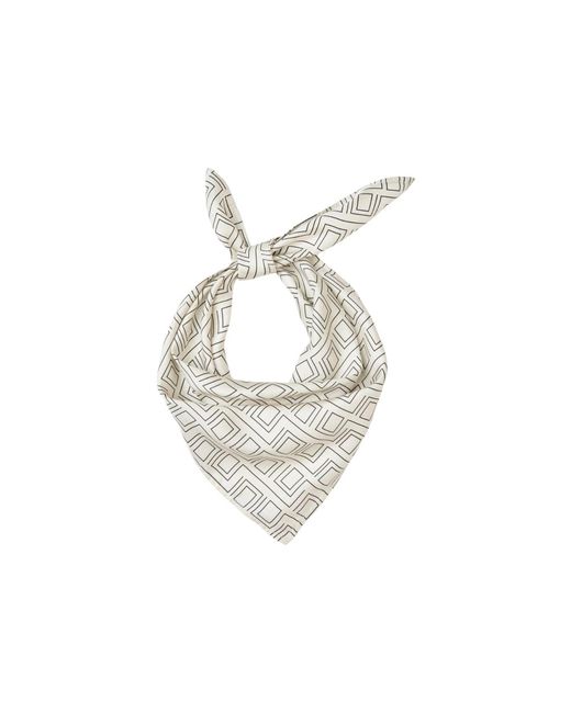 Dāl the Label White Neutrals Monogram Silk Scarf Creme