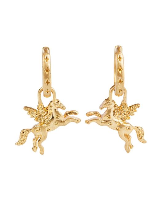 Fable England Metallic Pegasus Necklace & Huggie Earrings Set