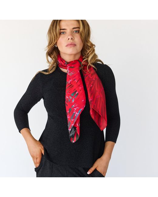 Lindsay Nicholas New York Red Melbourne Scarlet Burst Silk Scarf