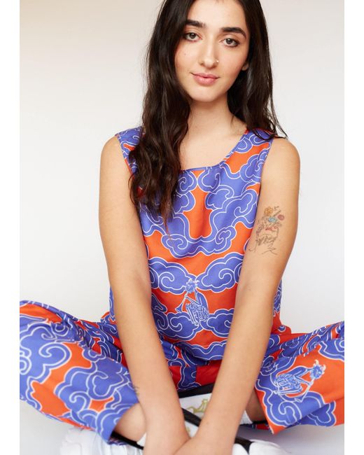 Wild Clouds Blue Organic Cotton & Linen Two-Way Tank