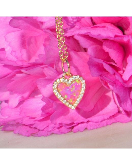 KAMARIA Metallic Mini Opal Heart Necklace With Crystals