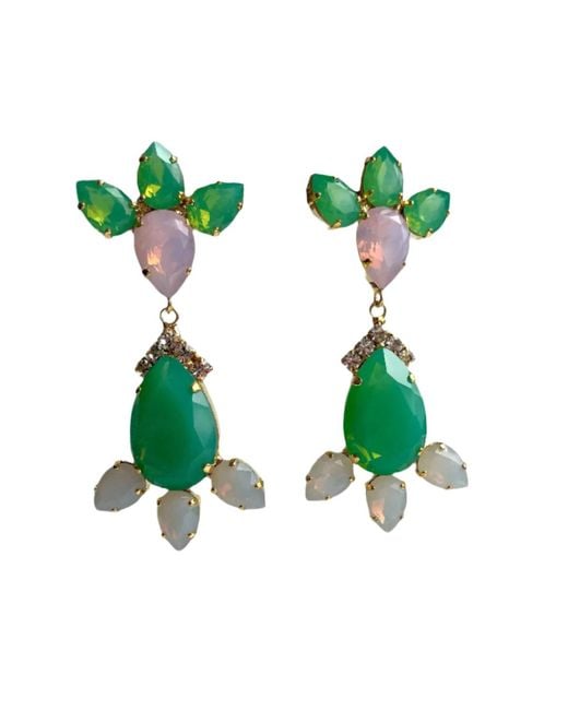 Laura Gray Green Crystal Statement Post Earrings