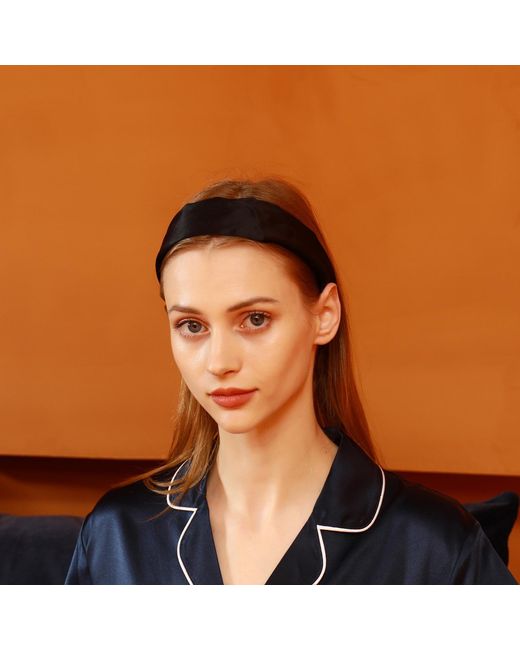 Soft Strokes Silk Black Pure Mulberry Silk Flat Headband