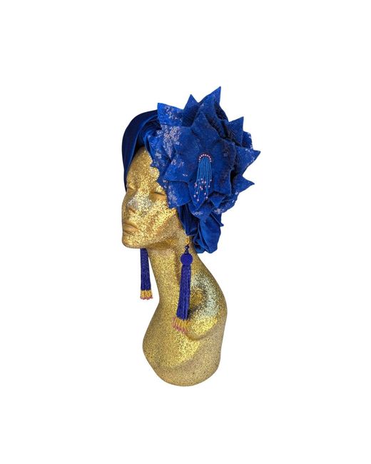 Julia Clancey Blue Cha Cha Cha Boom Electric Luxe Velour Turban