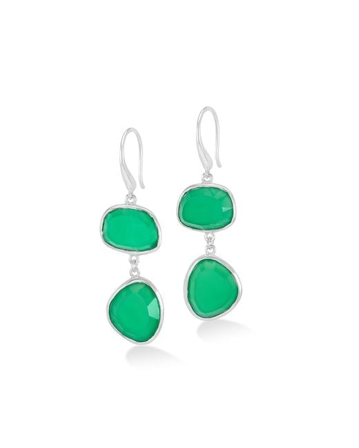 Dower & Hall Green Onyx Pebble Drop Earrings In