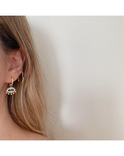 Spero London Metallic Evil Eye Earring Eye Eyelash Sterling Earring