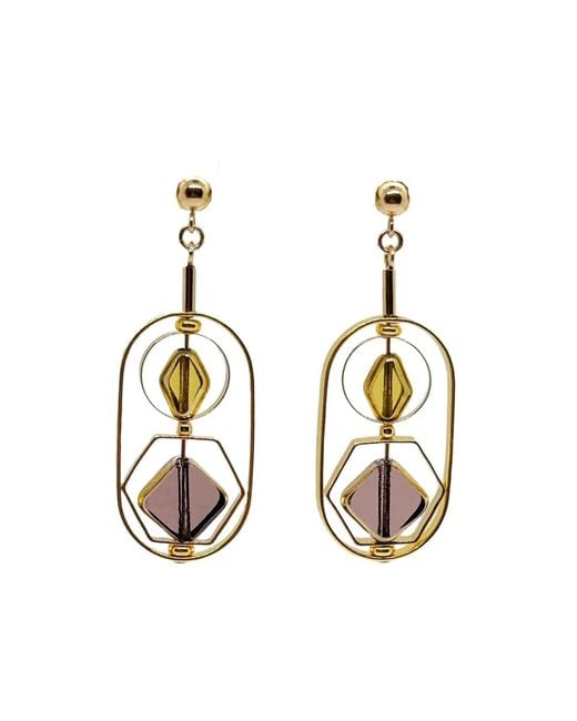 Aracheli Studio Metallic Burgundy & Art Deco Earrings