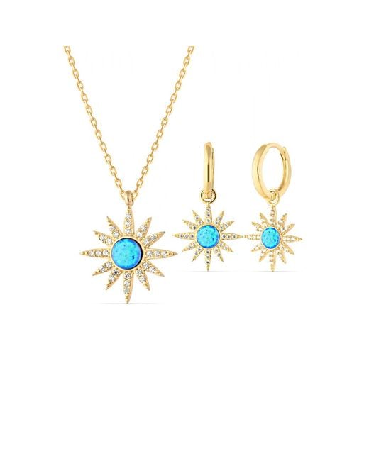 Spero London Metallic Opal Sun Sterling Necklace & Earring Set