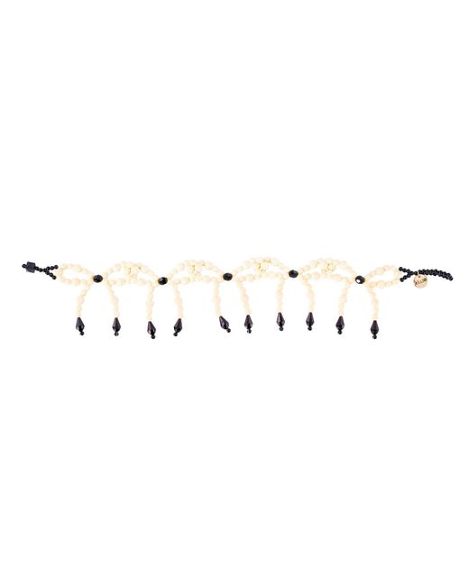 Tillie Beads Metallic Neutrals Playful Ribbon Cream Bead Necklace