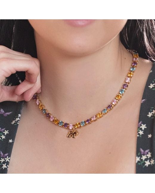 Cloud Haven Metallic Cz Logo Pendant Necklace