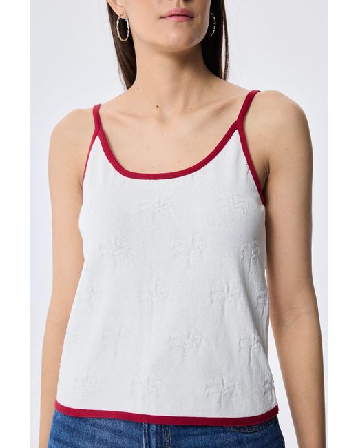 Peraluna Pink Desert Palm Palm Patterned Knit Strapped Top