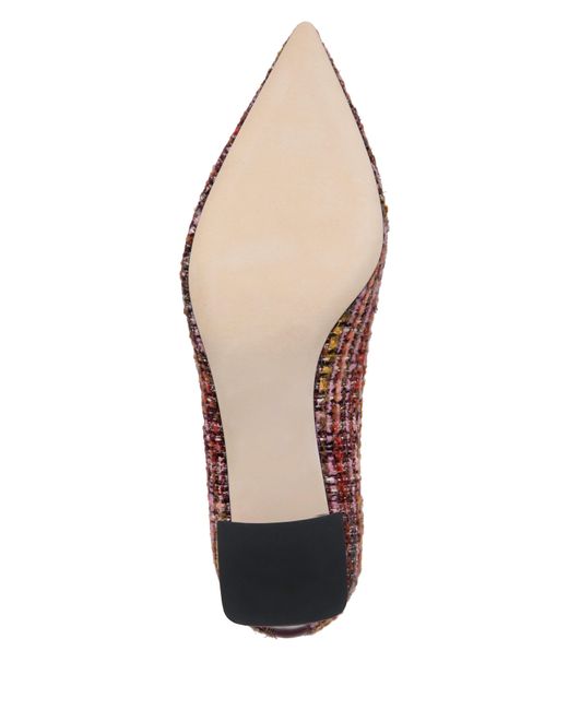 Beautiisoles by Robyn Shreiber Made in Italy Red Corina Burgundy Leather Block Heel Pump With Linen For Day & Night Wear
