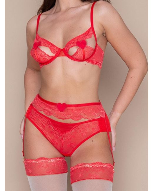 BonBon Lingerie Red Griselda Suspender Belt