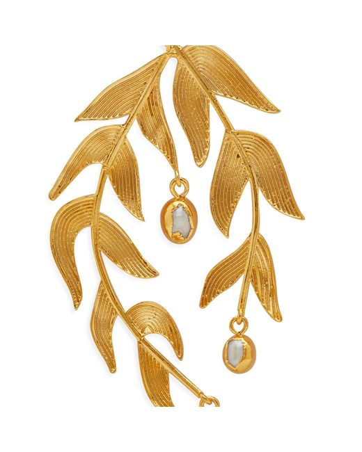 Dhwani Bansal Metallic Sooki Chandelier Earrings With Baroque Pearls