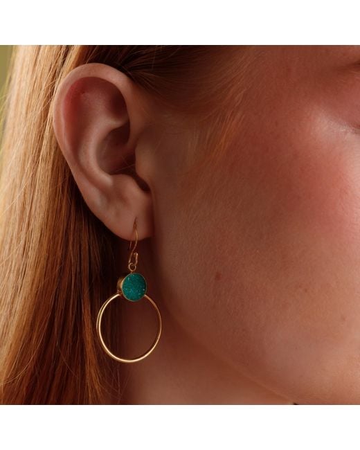 YAA YAA LONDON Blue Colour Pop Druzy Hoop Earrings