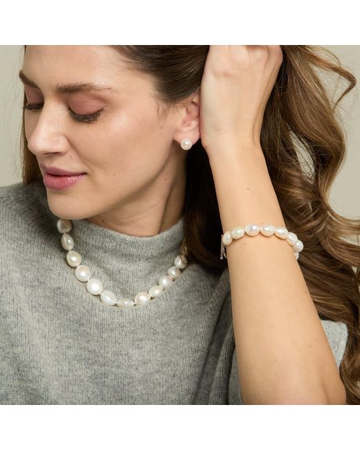 Pearls of the Orient Online Metallic Decus Large Irregular Cultured Freshwater Pearl Necklace With Sterling Toggle Clasp
